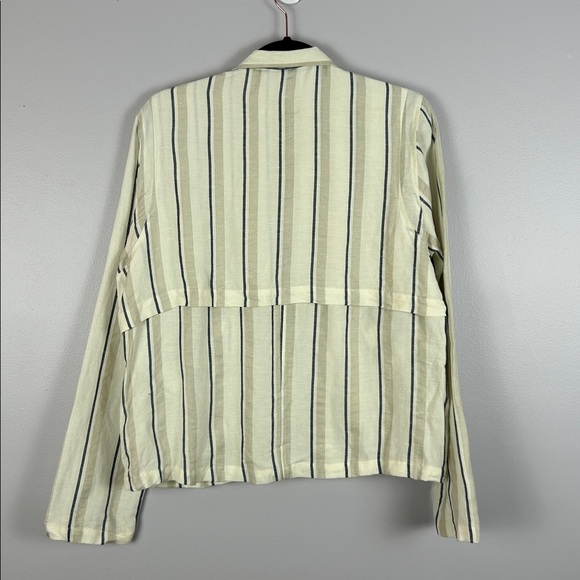 Rails Rowen Linen Blend Utility Practical Button Front Stripe Jacket Small Cream - Picture 13 of 14